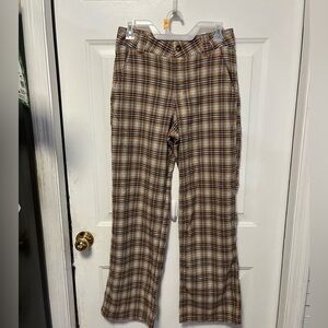 Hollister 27/5R Plaid womens preppy baggy  Pants - Brown and White